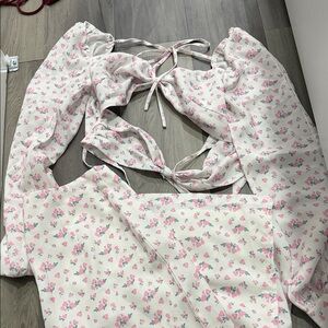 Tiger Mist Pink Floral Women's Pajama Set